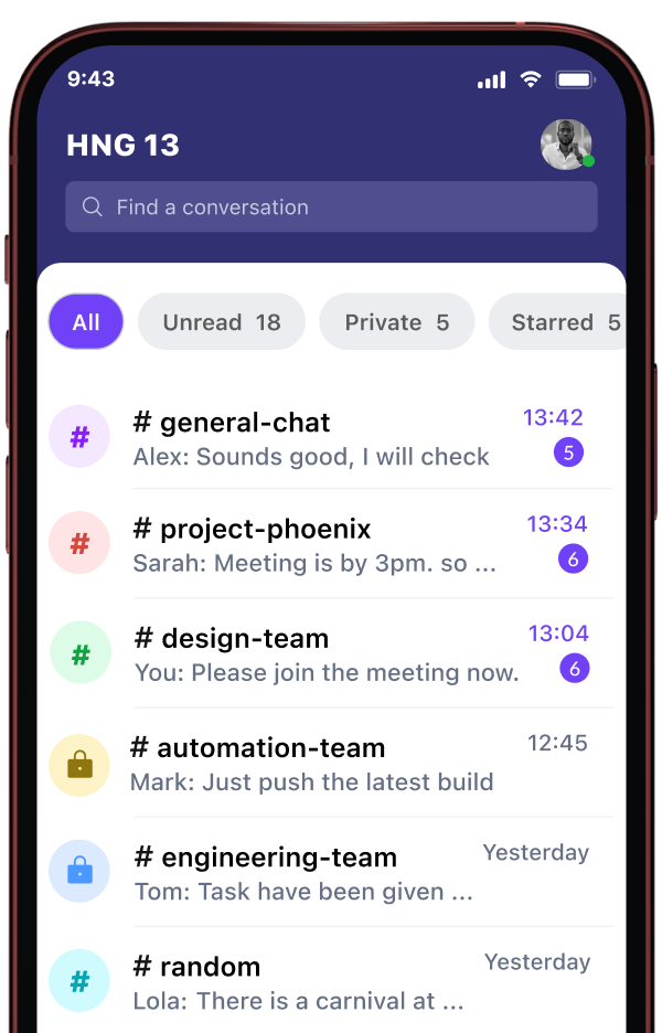 Channels interface on mobile