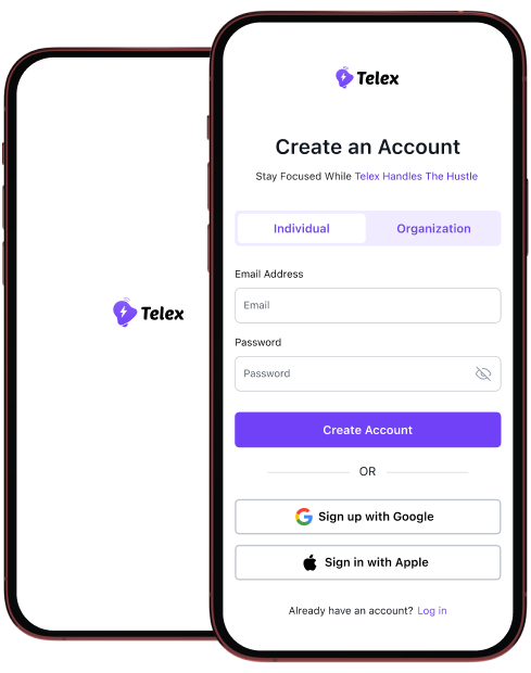 Telex mobile app screenshots